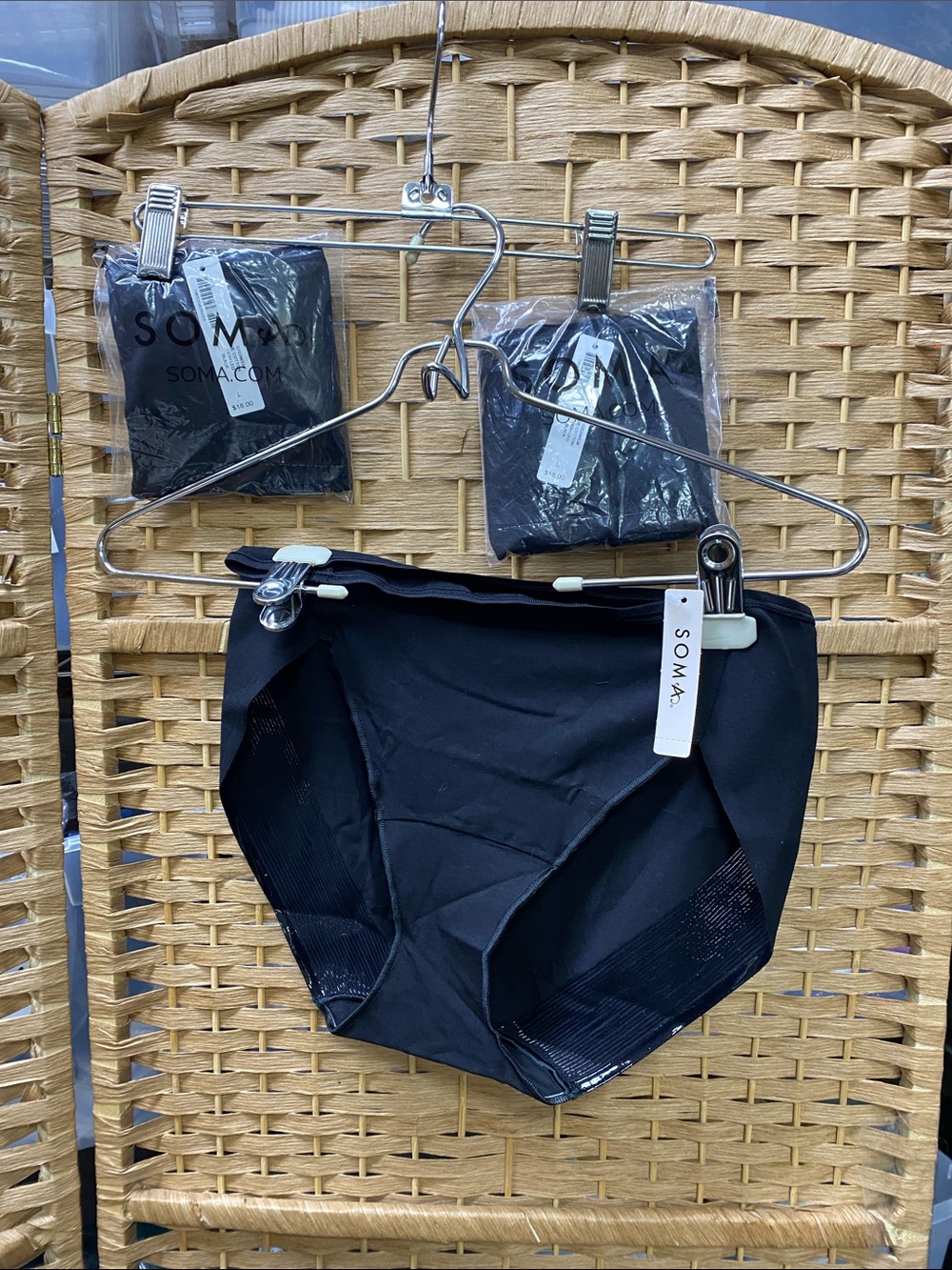 Soma Black High-Rise Seamless Brief w/ stay in place band on the sides. Set of 3